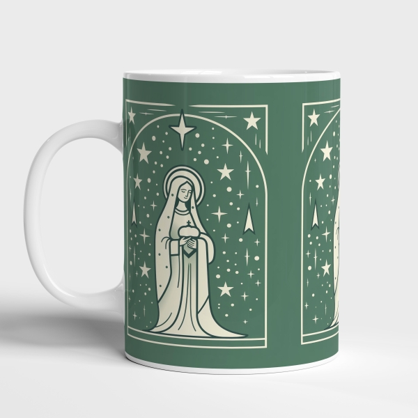 Caneca de Cerâmica Nossa Senhora com Estrelas